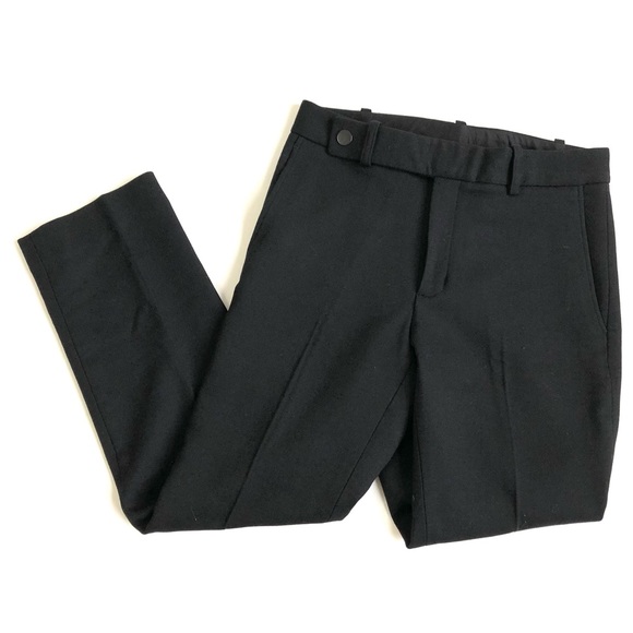 Helmut Lang Black Cropped Double Woven Wool Blend Pants - Picture 2 of 9
